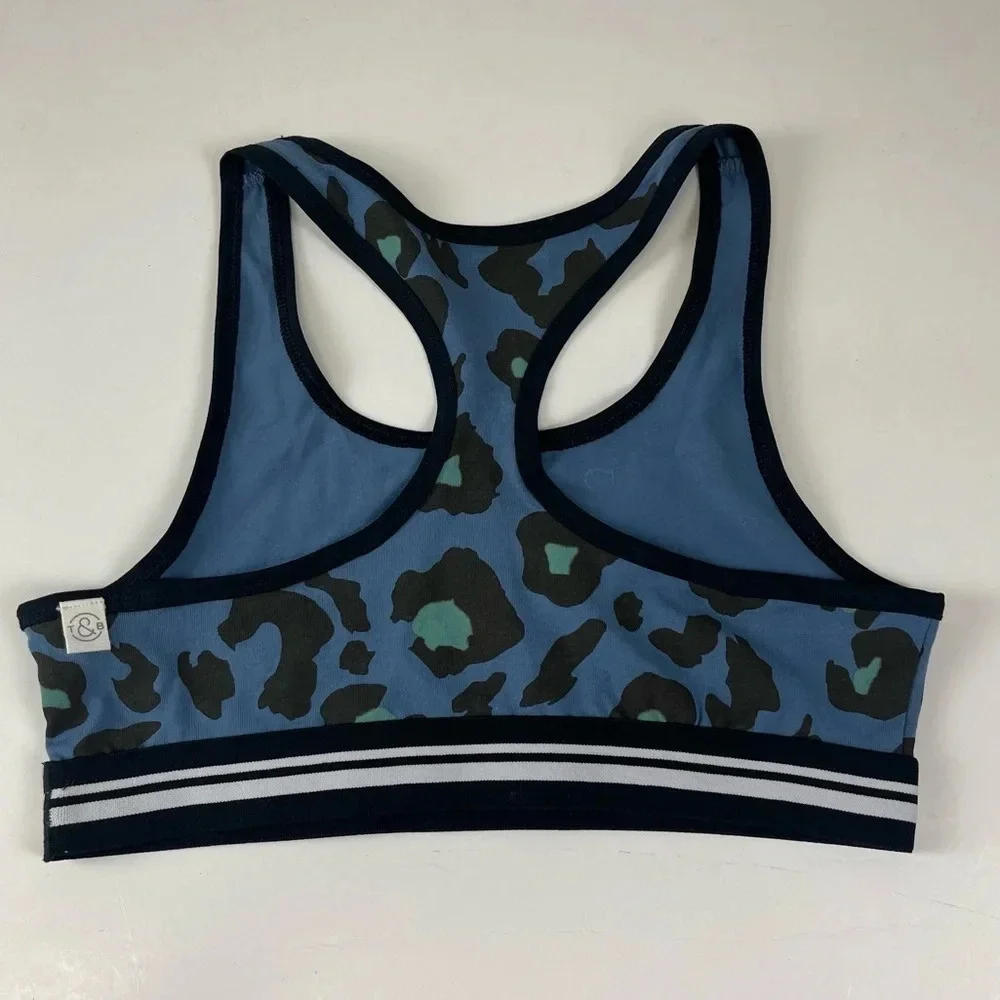 NEW Treasure & Bond Sports Bra Girls 14 / 16 Blue Animal Print Racerback NWOT